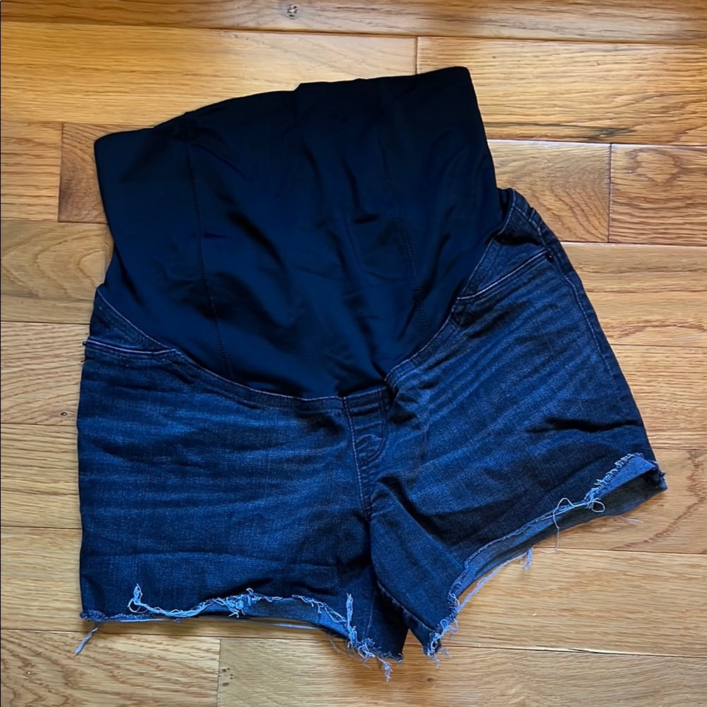 Isabel Maternity by Ingrid & Isabel Black Jean Shorts with Stretchy Belly Panel